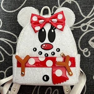Sequin Snow Minnie Loungefly Mini Backpack